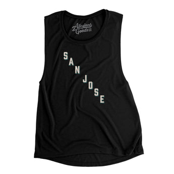 San Jose Hockey Jersey Women's Flowey Scoopneck Muscle Tank-Allegiant Goods Co. Vintage Sports Apparel