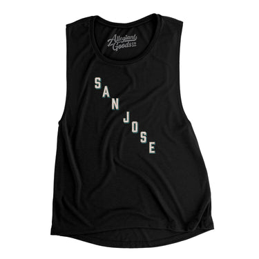 San Jose Hockey Jersey Women's Flowey Scoopneck Muscle Tank-Allegiant Goods Co. Vintage Sports Apparel
