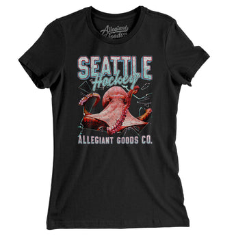 Seattle Hockey Throwback Mascot Women's T-Shirt-Allegiant Goods Co. Vintage Sports Apparel