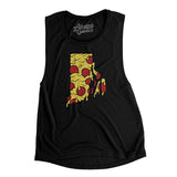 Rhode Island Pizza State Women's Flowey Scoopneck Muscle Tank-Black-Allegiant Goods Co. Vintage Sports Apparel