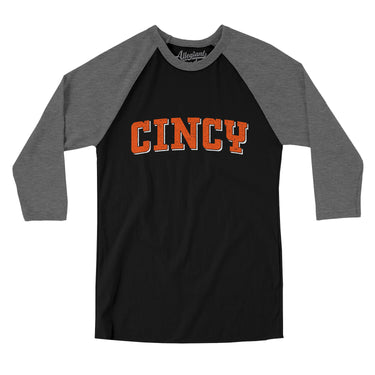 Cincy Varsity Men/Unisex Raglan 3/4 Sleeve T-Shirt-Allegiant Goods Co. Vintage Sports Apparel