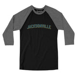Jacksonville Varsity Men/Unisex Raglan 3/4 Sleeve T-Shirt-Allegiant Goods Co. Vintage Sports Apparel