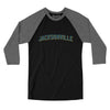 Jacksonville Varsity Men/Unisex Raglan 3/4 Sleeve T-Shirt-Black|Deep Heather-Allegiant Goods Co. Vintage Sports Apparel