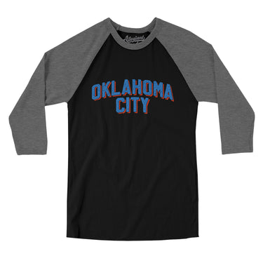Oklahoma City Varsity Men/Unisex Raglan 3/4 Sleeve T-Shirt-Allegiant Goods Co. Vintage Sports Apparel