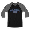 Oklahoma City Varsity Men/Unisex Raglan 3/4 Sleeve T-Shirt-Black|Deep Heather-Allegiant Goods Co. Vintage Sports Apparel