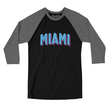 Miami Varsity Men/Unisex Raglan 3/4 Sleeve T-Shirt-Allegiant Goods Co. Vintage Sports Apparel