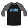 Miami Varsity Men/Unisex Raglan 3/4 Sleeve T-Shirt-Black|Deep Heather-Allegiant Goods Co. Vintage Sports Apparel