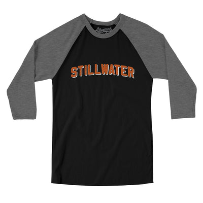 Stillwater Varsity Men/Unisex Raglan 3/4 Sleeve T-Shirt-Black|Deep Heather-Allegiant Goods Co. Vintage Sports Apparel
