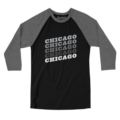 Chicago Vintage Repeat Men/Unisex Raglan 3/4 Sleeve T-Shirt-Black|Deep Heather-Allegiant Goods Co. Vintage Sports Apparel