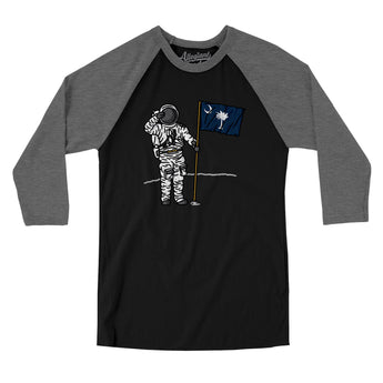 South Carolina Flag Moonman Men/Unisex Raglan 3/4 Sleeve T-Shirt-Allegiant Goods Co. Vintage Sports Apparel