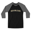 New Orleans Varsity Men/Unisex Raglan 3/4 Sleeve T-Shirt-Black|Deep Heather-Allegiant Goods Co. Vintage Sports Apparel