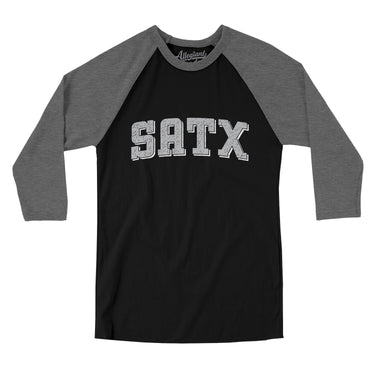 Satx Varsity Men/Unisex Raglan 3/4 Sleeve T-Shirt-Allegiant Goods Co. Vintage Sports Apparel
