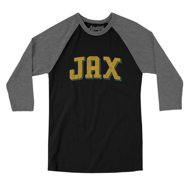 Jax Varsity Men/Unisex Raglan 3/4 Sleeve T-Shirt-Allegiant Goods Co. Vintage Sports Apparel