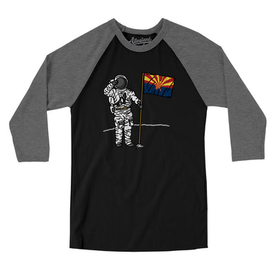 Arizona Flag Moonman Men/Unisex Raglan 3/4 Sleeve T-Shirt-Black|Deep Heather-Allegiant Goods Co. Vintage Sports Apparel