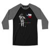Texas Flag Moonman Men/Unisex Raglan 3/4 Sleeve T-Shirt-Black|Deep Heather-Allegiant Goods Co. Vintage Sports Apparel