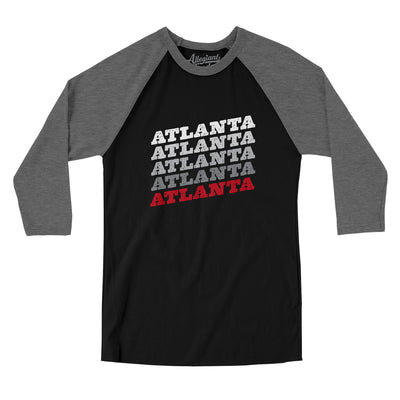 Atlanta Vintage Repeat Men/Unisex Raglan 3/4 Sleeve T-Shirt-Black|Deep Heather-Allegiant Goods Co. Vintage Sports Apparel