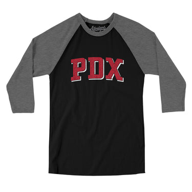 Pdx Varsity Men/Unisex Raglan 3/4 Sleeve T-Shirt-Allegiant Goods Co. Vintage Sports Apparel
