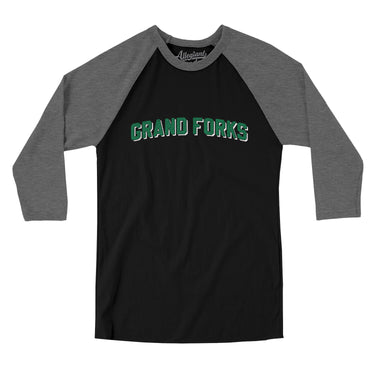 Grand Forks North Dakota Varsity Men/Unisex Raglan 3/4 Sleeve T-Shirt-Allegiant Goods Co. Vintage Sports Apparel
