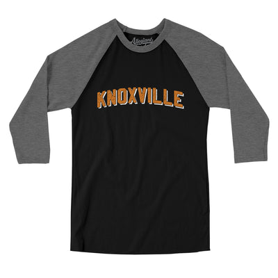 Knoxville Varsity Men/Unisex Raglan 3/4 Sleeve T-Shirt-Black|Deep Heather-Allegiant Goods Co. Vintage Sports Apparel
