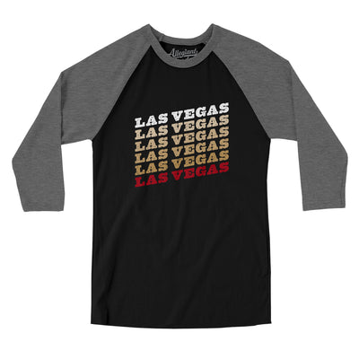 Las Vegas Vintage Repeat Men/Unisex Raglan 3/4 Sleeve T-Shirt-Black|Deep Heather-Allegiant Goods Co. Vintage Sports Apparel