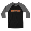 Baltimore Varsity Men/Unisex Raglan 3/4 Sleeve T-Shirt-Black|Deep Heather-Allegiant Goods Co. Vintage Sports Apparel
