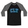 Clt Varsity Men/Unisex Raglan 3/4 Sleeve T-Shirt-Black|Deep Heather-Allegiant Goods Co. Vintage Sports Apparel