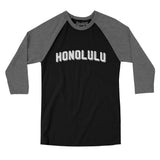 Honolulu Varsity Men/Unisex Raglan 3/4 Sleeve T-Shirt-Allegiant Goods Co. Vintage Sports Apparel