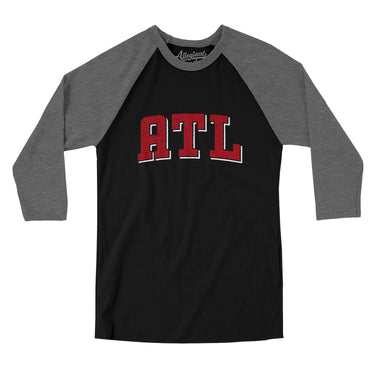 ATL Varsity Men/Unisex Raglan 3/4 Sleeve T-Shirt-Black|Deep Heather-Allegiant Goods Co. Vintage Sports Apparel
