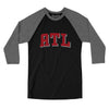 ATL Varsity Men/Unisex Raglan 3/4 Sleeve T-Shirt-Black|Deep Heather-Allegiant Goods Co. Vintage Sports Apparel