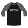 Nashville Varsity Men/Unisex Raglan 3/4 Sleeve T-Shirt-Black|Deep Heather-Allegiant Goods Co. Vintage Sports Apparel