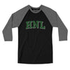 Hnl Varsity Men/Unisex Raglan 3/4 Sleeve T-Shirt-Black|Deep Heather-Allegiant Goods Co. Vintage Sports Apparel