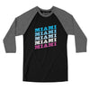 Miami Vintage Repeat Men/Unisex Raglan 3/4 Sleeve T-Shirt-Black|Deep Heather-Allegiant Goods Co. Vintage Sports Apparel