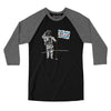 Chicago Flag Moonman Men/Unisex Raglan 3/4 Sleeve T-Shirt-Black|Deep Heather-Allegiant Goods Co. Vintage Sports Apparel