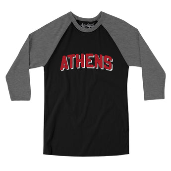 Athens Varsity Men/Unisex Raglan 3/4 Sleeve T-Shirt-Black|Deep Heather-Allegiant Goods Co. Vintage Sports Apparel