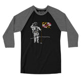 Maryland Flag Moonman Men/Unisex Raglan 3/4 Sleeve T-Shirt-Allegiant Goods Co. Vintage Sports Apparel