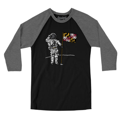 Maryland Flag Moonman Men/Unisex Raglan 3/4 Sleeve T-Shirt-Black|Deep Heather-Allegiant Goods Co. Vintage Sports Apparel