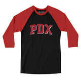 Pdx Varsity Men/Unisex Raglan 3/4 Sleeve T-Shirt-Allegiant Goods Co. Vintage Sports Apparel