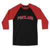 Portland Varsity Men/Unisex Raglan 3/4 Sleeve T-Shirt-Black|Red-Allegiant Goods Co. Vintage Sports Apparel