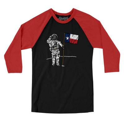 Texas Flag Moonman Men/Unisex Raglan 3/4 Sleeve T-Shirt-Black|Red-Allegiant Goods Co. Vintage Sports Apparel