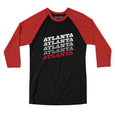 Atlanta Vintage Repeat Men/Unisex Raglan 3/4 Sleeve T-Shirt-Black|Red-Allegiant Goods Co. Vintage Sports Apparel