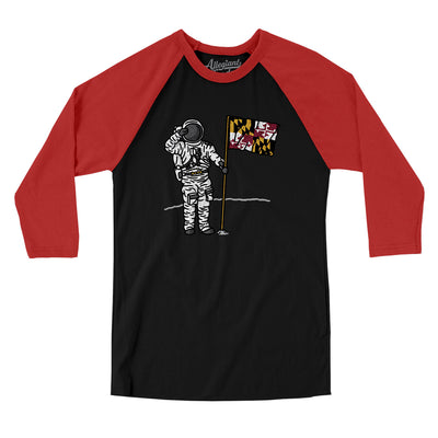 Maryland Flag Moonman Men/Unisex Raglan 3/4 Sleeve T-Shirt-Black|Red-Allegiant Goods Co. Vintage Sports Apparel
