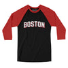 Boston Varsity Men/Unisex Raglan 3/4 Sleeve T-Shirt-Black|Red-Allegiant Goods Co. Vintage Sports Apparel