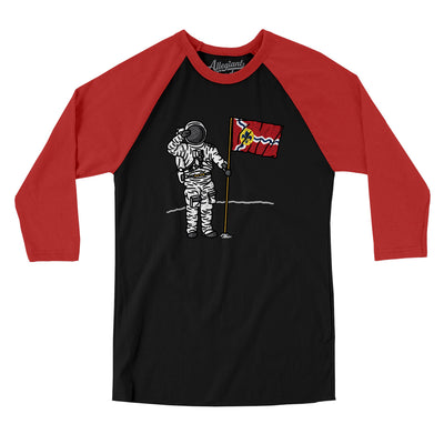 St Louis Flag Moonman Men/Unisex Raglan 3/4 Sleeve T-Shirt-Black|Red-Allegiant Goods Co. Vintage Sports Apparel