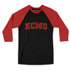 Kcmo Varsity Men/Unisex Raglan 3/4 Sleeve T-Shirt-Black|Red-Allegiant Goods Co. Vintage Sports Apparel