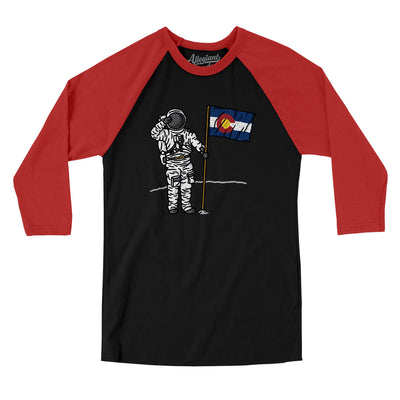 Colorado Flag Moonman Men/Unisex Raglan 3/4 Sleeve T-Shirt-Black|Red-Allegiant Goods Co. Vintage Sports Apparel