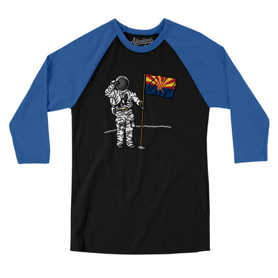Arizona Flag Moonman Men/Unisex Raglan 3/4 Sleeve T-Shirt-Black|True Royal-Allegiant Goods Co. Vintage Sports Apparel