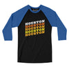 Houston Vintage Repeat Men/Unisex Raglan 3/4 Sleeve T-Shirt-Black|True Royal-Allegiant Goods Co. Vintage Sports Apparel