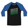 Dallas Vintage Repeat Men/Unisex Raglan 3/4 Sleeve T-Shirt-Black|True Royal-Allegiant Goods Co. Vintage Sports Apparel