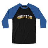 Houston Varsity Men/Unisex Raglan 3/4 Sleeve T-Shirt-Black|True Royal-Allegiant Goods Co. Vintage Sports Apparel