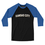 Kansas City Varsity Men/Unisex Raglan 3/4 Sleeve T-Shirt-Allegiant Goods Co. Vintage Sports Apparel